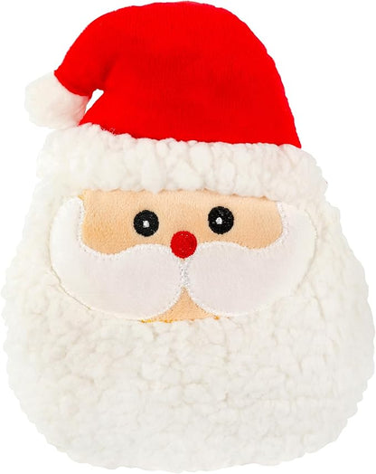 Giftable World Holiday Plush Pet Toy Fun for Christmas Designs with Squeaker Dog Chew Toy (9" Santa Cookie w/Squeaker)