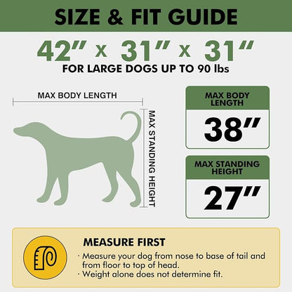 Veraste 42" Soft Collapsible Travel Dog Crate for Large Dogs,Grey | 4-Door Foldable Travel Crate,breathable mesh, foldable with storage bag