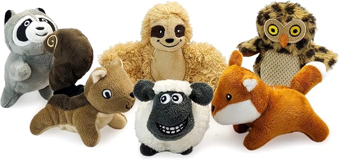 Hide and Seek Dog Puzzle Puppy Toys, Interactive Squeaky Plush, Stuffed Toys for Dogs (Sloth Squirrel Raccoon owl Fox Sheep)