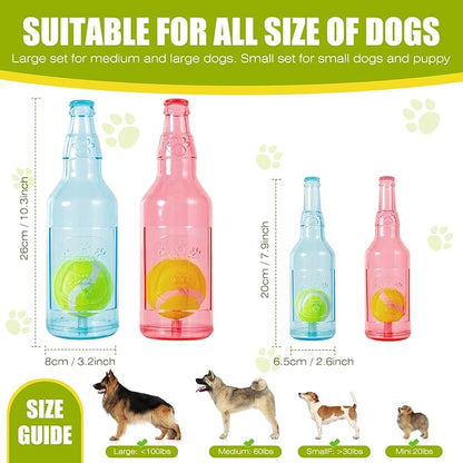Dog Toy, Dog Squeak Toy, Floating Dog Toy, Interactive Fetch Toy for Play and Training, Bottle Shape with Tennis Ball Inside (Single Small)