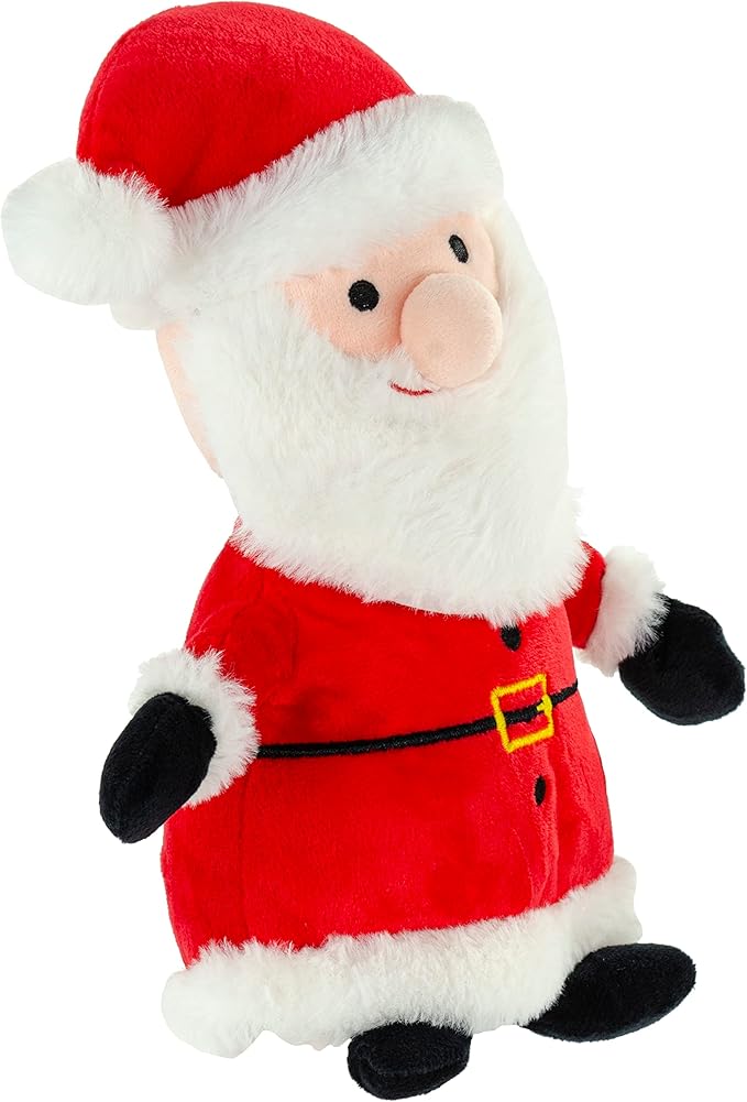 Giftable World Holiday Plush Pet Toy Fun for Christmas Designs with Squeaker Dog Chew Toy (New 9" Santa Claus)