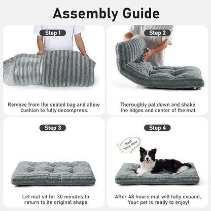 FURTIME Washable Small Dog Bed, Deluxe Dog Crate Beds | Comfy Fluffy Kennel Pad Anti-Slip Pet Sleeping Mat for Puppy/Cat, Machine Washable Dogs Pillow, 23"x18"x3", Blue