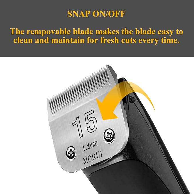 15 Cut Length 3/64"(1.2mm) Detachable Pet Dog Clipper Blades UltraEdge Series Clipper Blades for Dog Grooming Compatible with Most Andis,Oster A5 Wahl KM Series Clippers