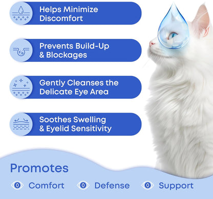 Dog Eye Drops & Eye Infection Treatment for Dogs and Cats – Soothe Infection & Allergy, Relieve Dry Eyes & Pink Eye, Pet Tear Stain Wash & Cleaner - Kitten Eye Drops for Discharge, Eye Rinse & Flush