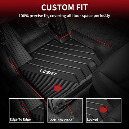 LASFIT Floor Mats for BMW 5 Series G30 2017-2023, Custom Fit TPE All Weather Car Liners 1st & 2nd Row Mat for BMW 530i, 530e, 540i, M550i xDrive, 540d xDrive, Black