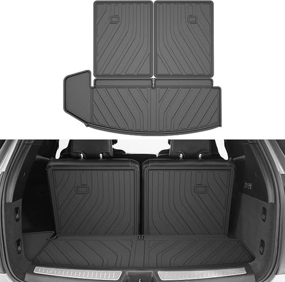 Cargo Liner & Third Row Seat Back Mats Custom Fit for Cadillac XT6 2020–2025 2026, TPE All Weather Waterproof Rear Cargo Mat Rear Trunk Liner Back Seat Cover Protector Trunk Mat Tray Pad Boot
