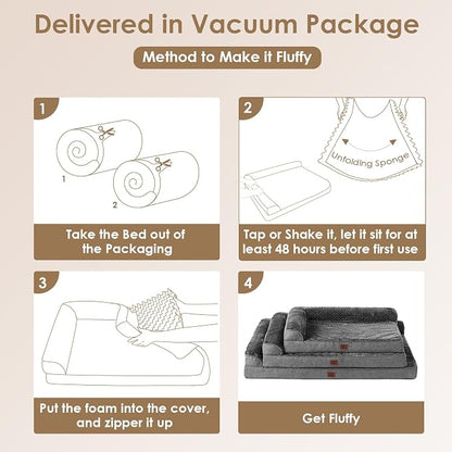 EHEYCIGA Memory Foam Dog Bed Large Size Dogs, Orthopedic Dog Bed Large with Washable Removable Cover, Waterproof Pet Sofa Couch with Nonskid Bottom, 36x27x6, Dark Grey | Washable Removable Cover, Waterproof Flat Pet Sofa Couch with Nonskid Bottom, 36x27x6