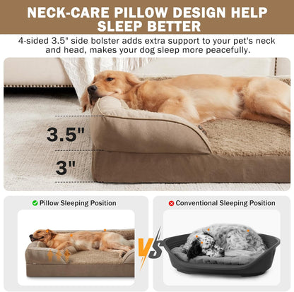 INVENHO Orthopedic Medium Dog Beds for Medium Dogs, Waterproof, Egg-Crate Foam Dog Couch Bed with Washable Removable Cover, Waterproof Lining and Nonskid Bottom