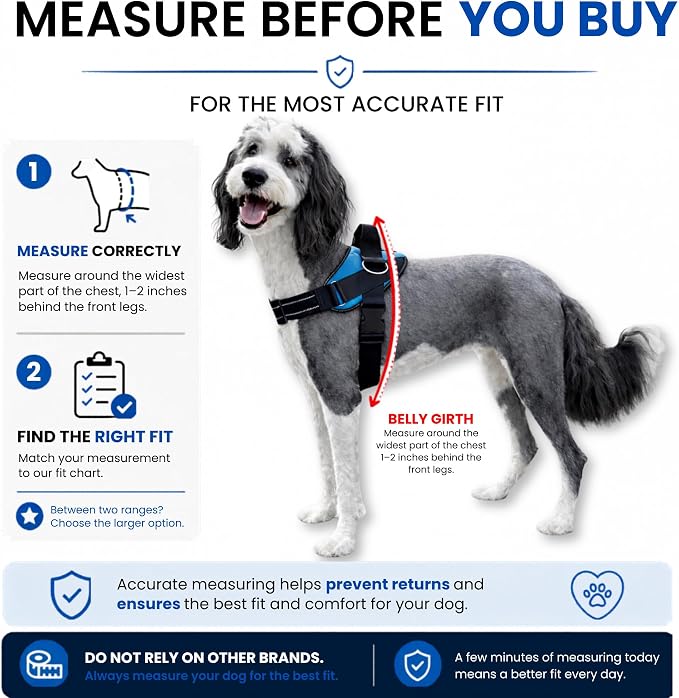ShawnCo Essential Dog Harness, No-Pull Pet Vest (Midnight,L) | 3 Leash Clips, Easy On, No-Choke, Reflective, Adjustable Fit, Padded Comfort, Control Handle, For Small, Medium & Large Dogs