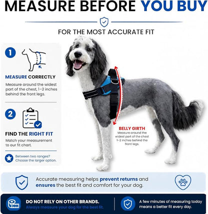 ShawnCo Essential Dog Harness, No-Pull Pet Vest (Mustang Red,M) | 3 Leash Clips, Easy On, No-Choke, Reflective, Adjustable Fit, Padded Comfort, Control Handle, For Small, Medium & Large Dogs