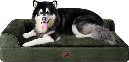 EHEYCIGA XXL Dog Bed Memory Foam, Orthopedic Giant Dog Bed Jumbo with Washable Removable Cover, Waterproof Pet Sofa Couch with Nonskid Bottom, 48x35x7.5, Dark Green | Washable Removable Cover, Waterproof Flat Pet Sofa Couch with Nonskid Bottom, 48x35x7.5