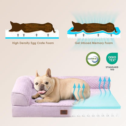 EHEYCIGA Memory Foam Dog Bed, Extra Large Orthopedic Dog Bed, Lilac | Washable Removable Cover, Waterproof Flat Pet Sofa Couch with Nonskid Bottom, 48x35x7.5