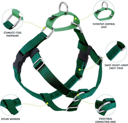 2 Hounds Design Freedom No Pull Dog Harness, Adjustable Harness, Easy Walking & Comfortable Control, Fits Small, Medium & Large Dogs, Solid Colors, Made in USA, 1" MD, Kelly Green