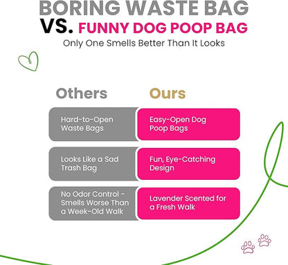Dog Poop Bags 120 Count – Leakproof, Easy Open, Lavender Scent | Extra Thick Plant-Based PLA + PBAT, Fits All Dispensers | Funny Hey Stinky Design – $1 Donated to Service & Therapy Dogs