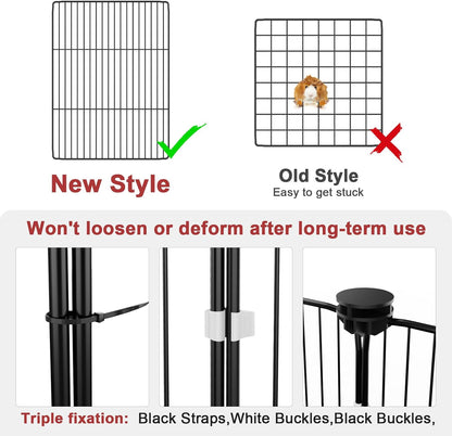 Tresbro Guinea Pig Playpen with 14 Panels & Divided Room, Triple Fixing Measures Small Animal Cage with Waterproof PVC Liner & One-Motion Hooks, Rabbit, Bunny, C&C Grids Cage 48 x 24 x 16 Inches