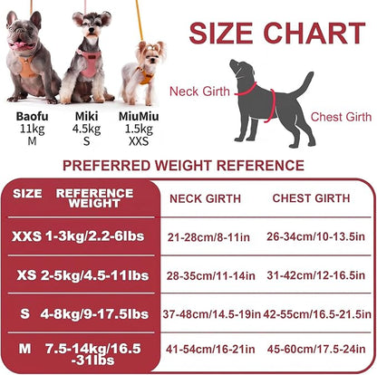 Puppytie xs Dog Harness with Multifunction Dog Leash,Soft Adjustable No Choke Escape Proof Pet Harness Vest,red Hawthorn,XS