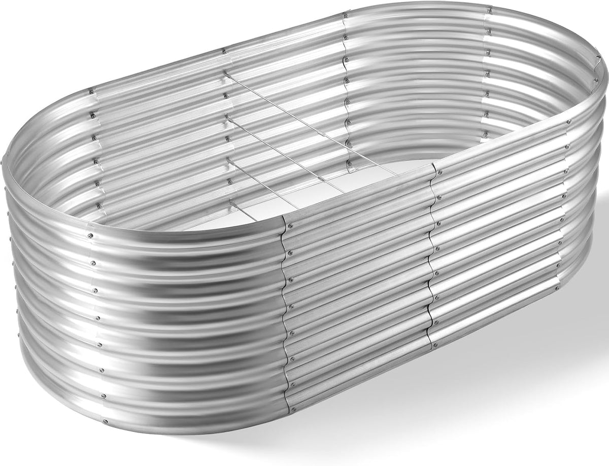 Land Guard Galvanized Planter Raised Beds, 631.99ft Keyhole Raised Garden Bed