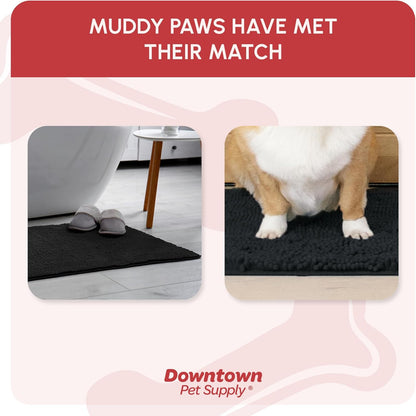 My Doggy Place Microfiber Dog Mat for Muddy Paws, 31" x 20" Black - Absorbent and Quick-Drying Dog Paw Cleaning Mat, Washer and Dryer Safe - Non-Slip Rubber Backed Dog Floor Mat, Medium