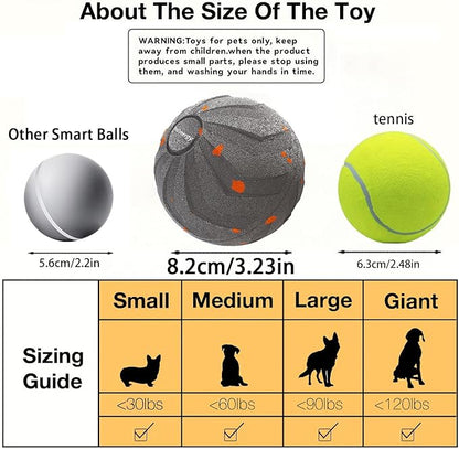 Smart Interactive Dog Toy Automatic Moving Bouncing Chew Herding Ball E-TPU Material for Large and Medium-Sized Dogs Keep Them Busy USB Rechargeable (Grey)