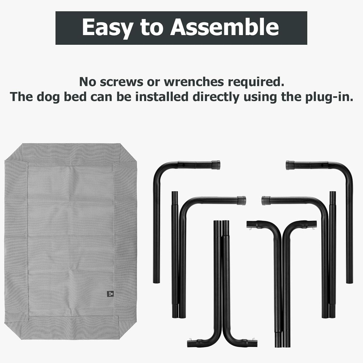 Elevated Dog Bed for Outdoor, Large Raised Dogs Cot for Training, Cooling Pet Beds with Washable Mesh, Indestructible Lifted Platform for Outside Camping, 41 inch Grey