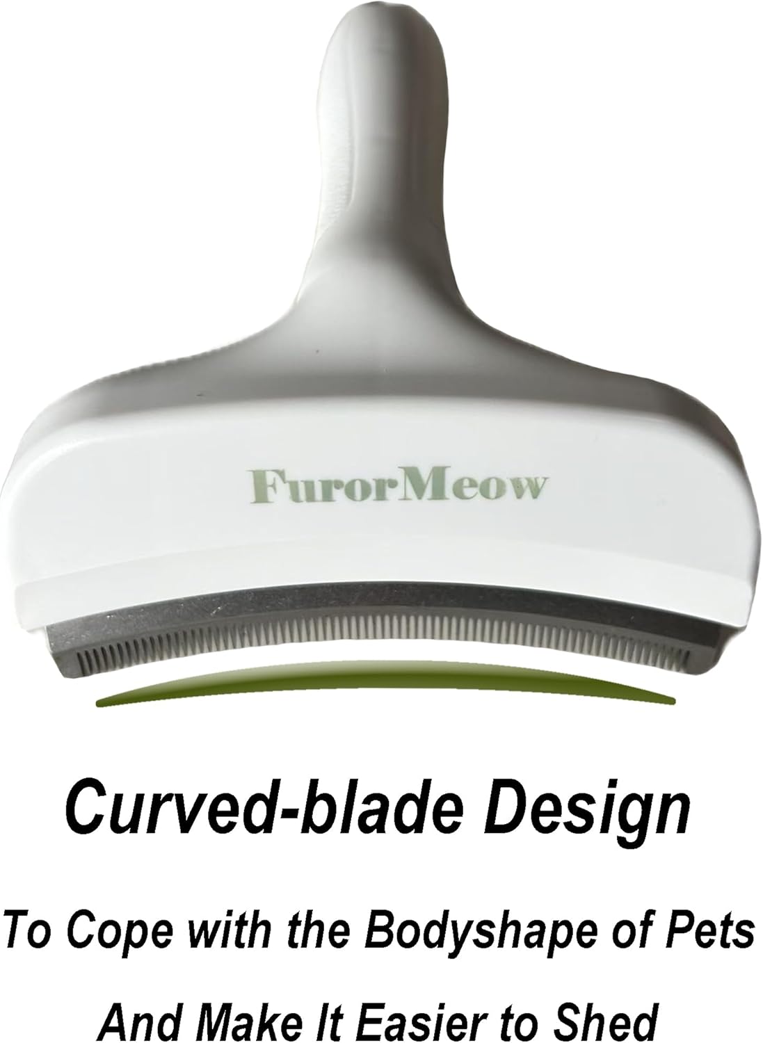 Pet Deshedding Tool with Curve Blade, Cat Grooming Brush, Tight V-shaped Teeth Shedding Comb for Cats and Dogs (White, Large)
