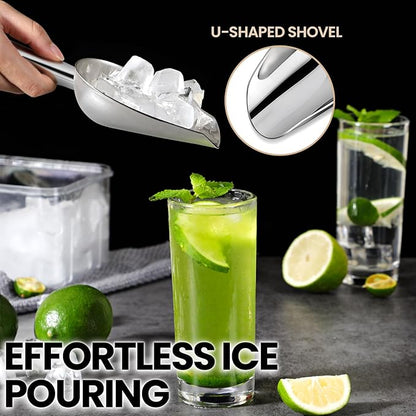 3oz Stainless Steel Ice Scoop for Freezer with Magnetic Hook – Dishwasher Safe Ice Scooper for Ice Machine – Metal Scoop for Ice Bucket, Dog Food, Flour, Canisters