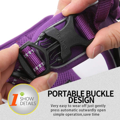 Truelove No Pull Dog Harness with Easy Control Handle and 2 Leash Attachments,Reflective Adjustable Pet Vest