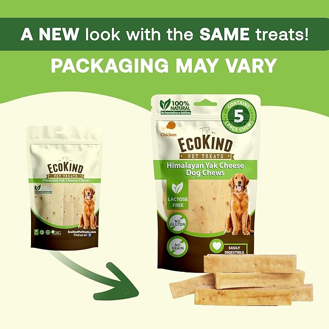 EcoKind Premium Gold Yak Cheese Himalayan Dog Chews, Healthy Dog Treats for Small Dogs, All Natural, High Protein Dog Chew, Chicken, Small - 8 Chews