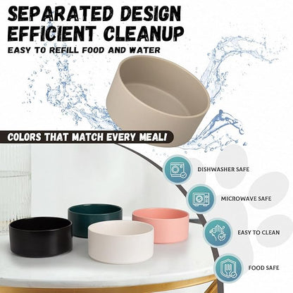 Raised Ceramic Dog Bowl Set with Stand, 2 Cups Elevated Dog Food Stand | 6.1'' Single Dog Food or Water Bowl Set, Non-Slip Dog Feeding Dishes for Small to Medium Breeds, 28.75 OZ, Pink