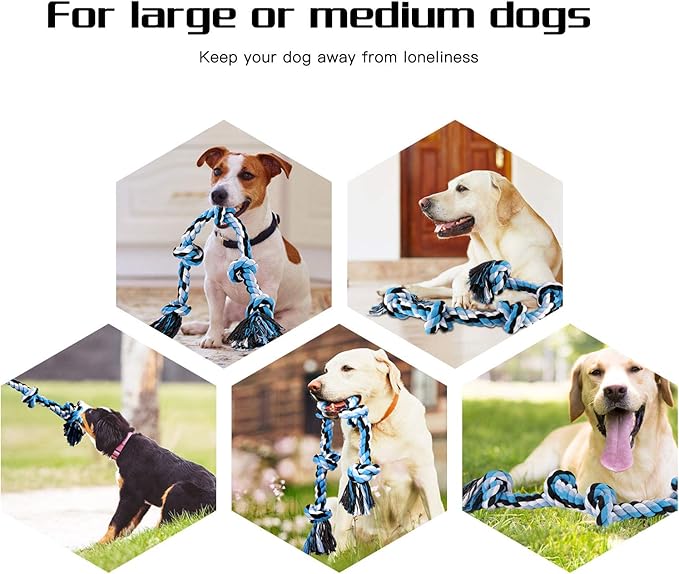 Bmag Heavy Duty Dog Rope Toy for Aggressive Chewers, Medium Large Dogs, Tough Twisted Rope with 5 Knots