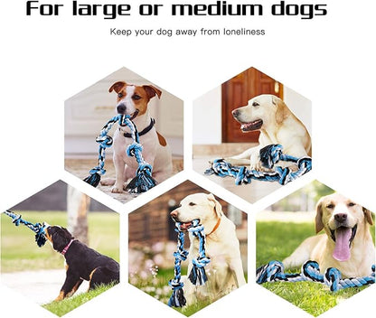 Bmag Heavy Duty Dog Rope Toy for Aggressive Chewers, Medium Large Dogs, Tough Twisted Rope with 5 Knots