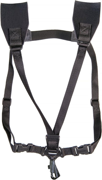 Neotech Soft Harness – Padded Shoulder Harness with Adjustable Strap Hook, Swivel Hook for Saxophone Strap, Baritone Saxophone Strap, Clarinet Neck Strap – (XL - Black) - Made in the USA