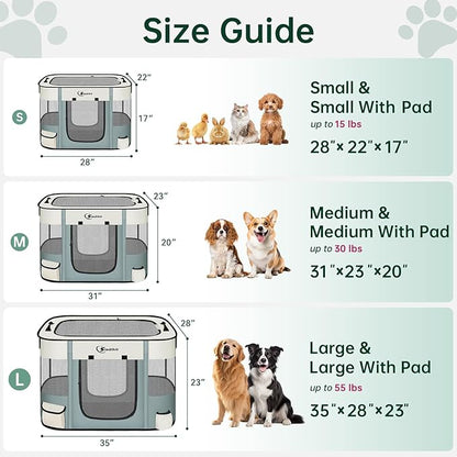 Siedihit Dog Playpen, Cat Pet Puppy Crate Cage Indoor Outdoor(Grey, Small) | Portable Tent Travel Camping Use,Foldable Dog Kennel Tent Crate for Rabbit Small Animals with Carrying Case