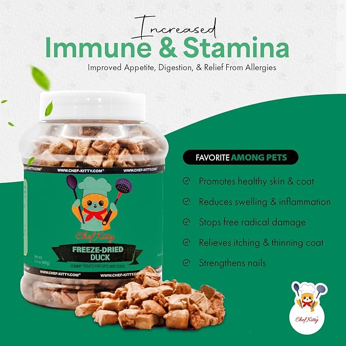 Freeze-Dried Duck Treats for Cats & Dogs – 100% Human Grade, Single Ingredient, High-Protein, Healthy Snack – No Additives or Preservatives – 3.0oz - Inspected & Tested in USA
