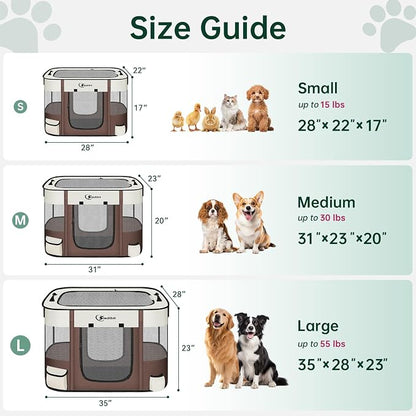 Siedihit 35" Dog Playpen,Cat Puppy Pen, Pet Portable Crate Indoor Outdoor | Durable Travel Camping Use,Foldable Dog Kennel Tent Cage for Rabbit Small Animals with Carrying Case(Brown, Large)