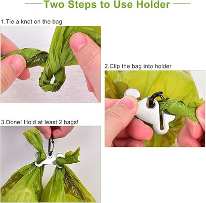 Dog Waste Bag Dispenser Pet Poop Bags Holder for Doggie Waste Bags Dispensers Soft Fabric Zipper Small Doggy Puppy Pouch for Leash Accessory Attachment with Carrier,2PCS Blue