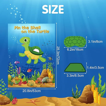 NEBURORA 2 Pack Pin The Shell on The Turtle Party Game 2 Large 21"x 28" Posters with 48pcs Stickers Ocean-Themed Birthday Party Supplies Decorations for Kids Boys Classroom Game Wall Home Decor