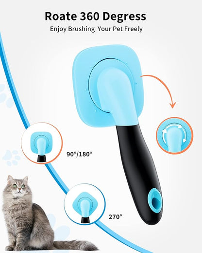 Glendan Dog & Cat Grooming Brush - Slicker Shedding Tool (Blue)