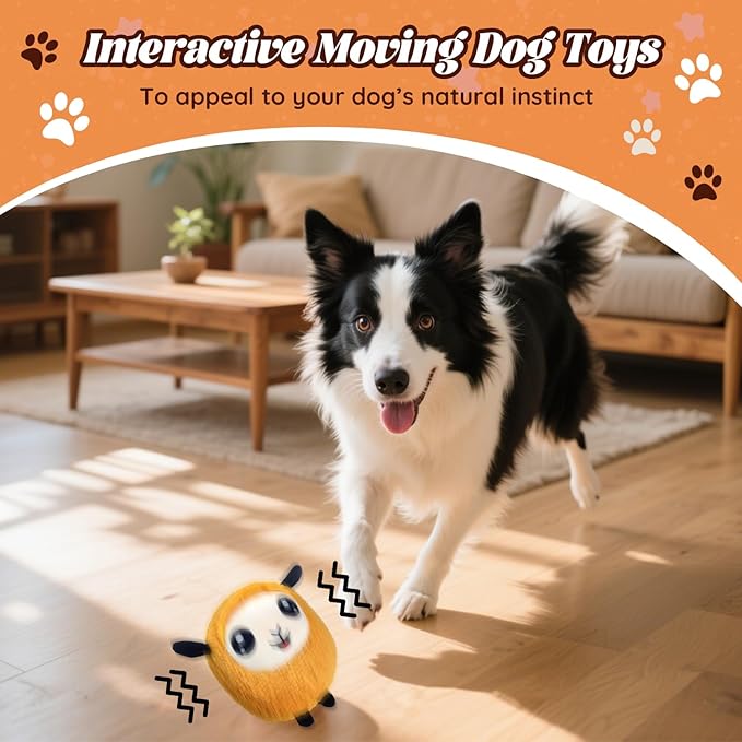 Interactive Moving Dog Toys, 2025 Upgraded Jumping Squeaky Moving Dog Ball, Rechargeable Plush Chew Toys for Small/Medium/Large Dogs to Keep Them Busy (Sheep)
