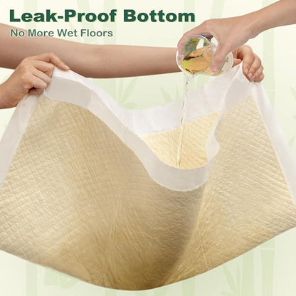 MIZOK Bamboo Dog Pee Pads Highly Absorbent No Leak Extra Large 28x34in 40Ct | Highly Absorbent Bamboo Pads Neutralize Odors Quickly and Leak Proof Bottoms Protect Your Floors for Potty Training