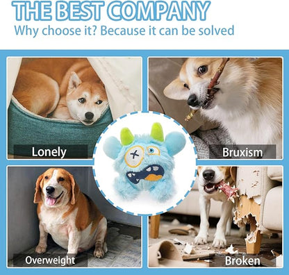 Squeaky Plush Pet Toy Ball, Dental Care, Skin-Friendly and Soft and Relieve Stress, Little Monster Plush Ball Toy Suitable for All Breeds (Sky Blue,Small)