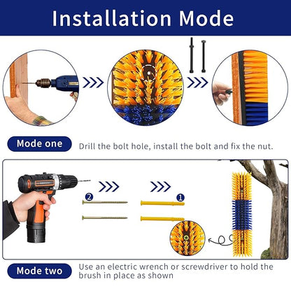 4PCS Livestock Scratching Brush Goat Scratching Tool Post Massage Grooming Brush with 8 Screws for Animals Back Scratcher Itch Brushes for Cattle, Sheep, Horses, Pigs,Cow(4, Yellow)