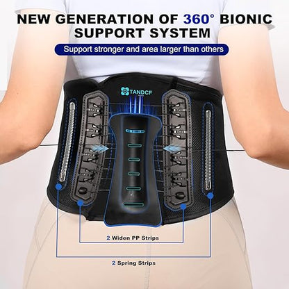 TANDCF Back Brace for Lower Back Pain Relief with Pulley System,Lumbar Support Belt for Men & Women with Bionic Support System, Ergonomic Design and Lightweight Skin Friendly Material (XL)