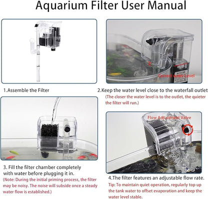 2.2 Gallon Fish Tank Kit, Small Aquarium Starter Tank with Filter and Light, Acrylic Nano Desktop Tank with Color-Changing LED & Decor - Complete Starter Kit for Betta Fish Shrimp Guppy Goldfish Beta