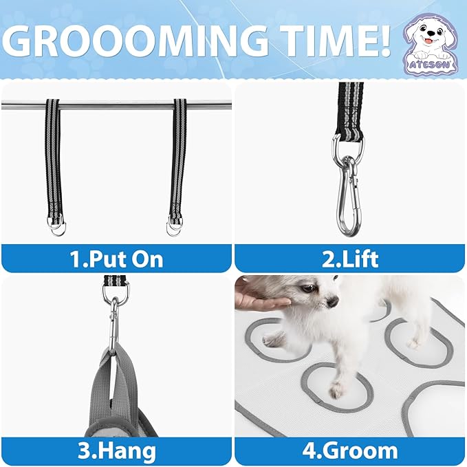 Pet Dog Grooming Hammock Harness for Medium Dogs Nail Trimming, Dog Sling for Cutting Nails, Dog Hanging Holder Hanger with Nail Clippers, Nail File, Scissors