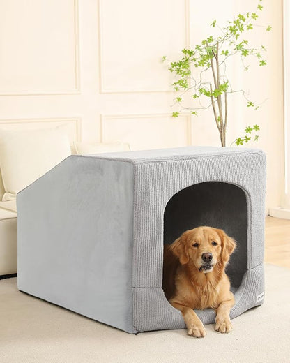 Hovicaed Indoor Dog House Extra Large Sized Dog Tent with Cave Bed 42x30ins | Enclosed Covered Dog Bed With Washable Removable Cover Pet Orthopedic Egg-Crate Foam Cushion Sturdy Frame Inside Dog House