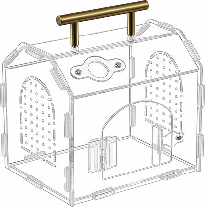 5.9" x 4.7" x 5.5" Acrylic Jumping Spider & Tarantula Enclosure – Transparent Insect Terrarium with Handle & Magnetic Door for Reptiles, Amphibians & Spiders