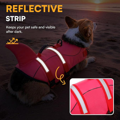 Dog Life Jacket High Flotation, Reflective Dog Life Vest for Swimming, Adjustable Dogs Life Preserver Rescue Handle Spring Summer Pool for Small, Medium, Large Dogs (Rosepink,XXL)