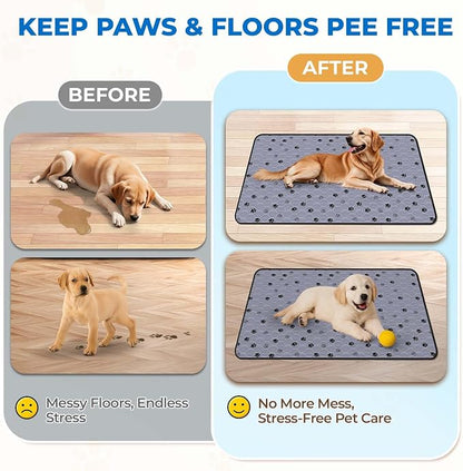 Fostanfly Non-Slip Washable Pee Pads for Dogs, 2 Pack Large 42"x50" Ultra-Absorbent Leak-Proof Reusable Potty Training Pads of Add 8 Lanyards for Dogs, Puppy and Cats