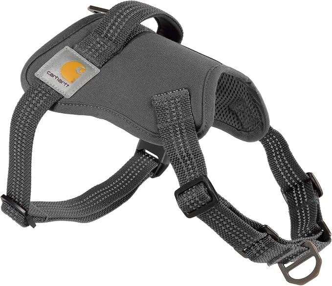 Carhartt Nylon Duck No Pull Dog Harness, Fully Adjustable Dog Harness with Quick Control Handle and Reflective Accents, Gravel, Medium